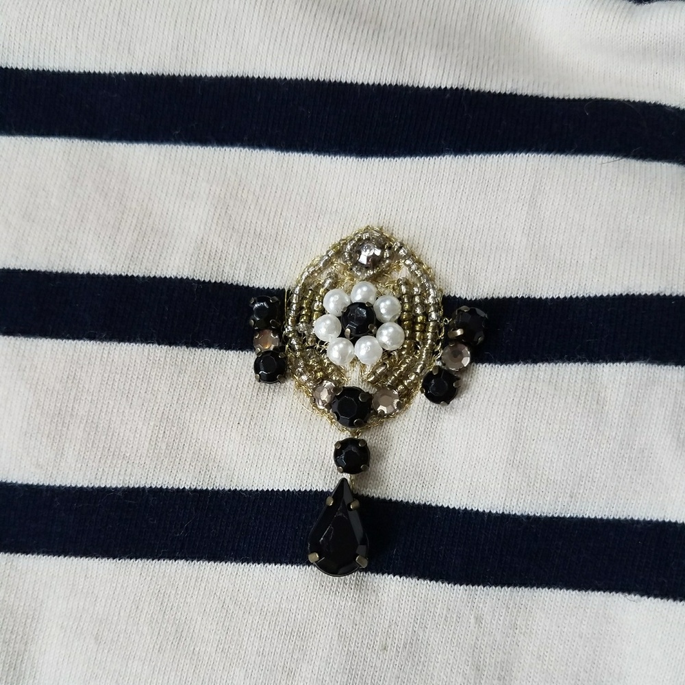 J. Crew Jeweled Stripe Top - Picture 3 of 5